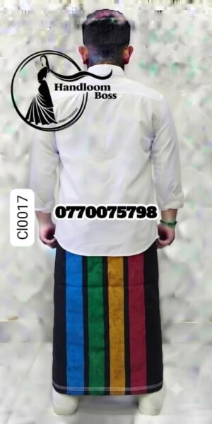 Black&Multi Handloom Cotton Sarong cl0017