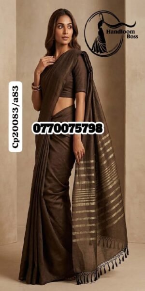 Best Coffee Brown Handloom Cotton Saree cd20083/a83