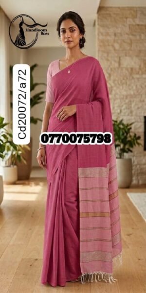 Best Dark& Light Rose Handloom Cotton Saree cd20072/a72