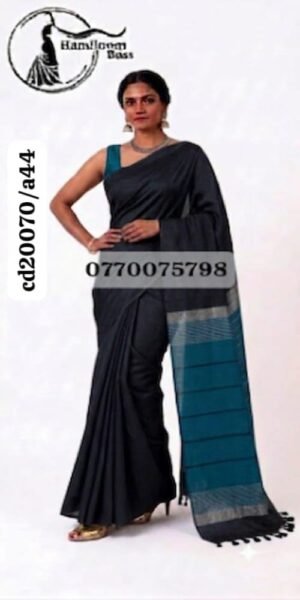 Best Black & Aqua Handloom Cotton Saree cd20070/a44