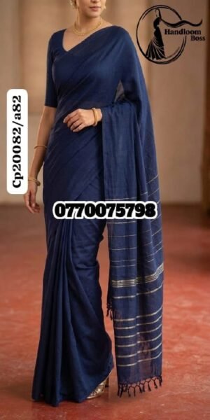 Best Navy Blue Handloom Cotton Saree cp20082/a82