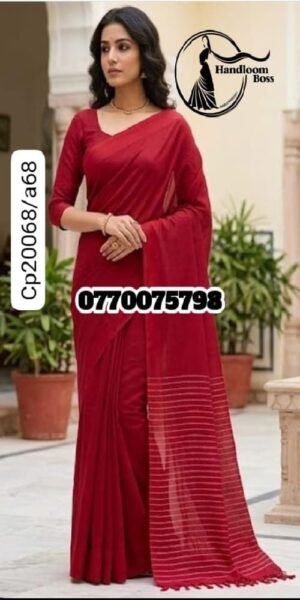 Best Red Handloom Cotton Saree cp20068/a68