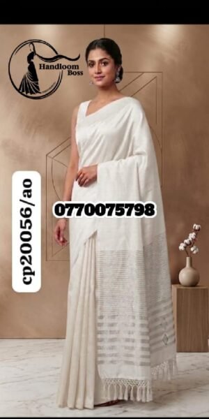 Best White Handloom Cotton Saree cp20056/a0