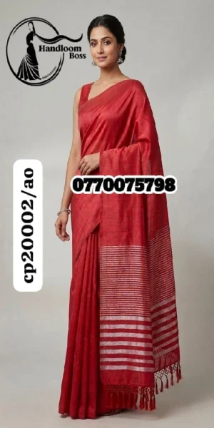 Red Handloom Cotton Saree cp20002/a0