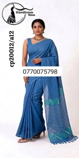 Mid Blue Handloom Cotton Saree cp20012/a12