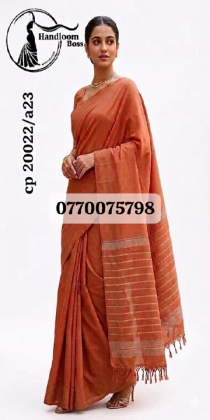 Dark mustard Handloom Cotton Saree cp20022/a23