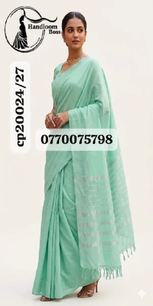 Light Green Handloom Cotton Saree cp20024/a27