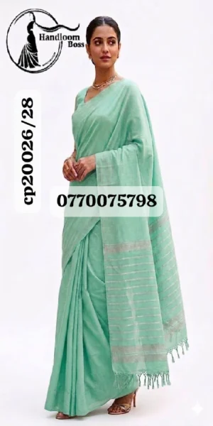 Light Green Handloom Cotton Saree cp20026/a28