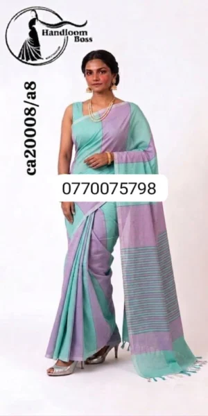 Purple&Green Handloom Cotton Saree cp20008/a8