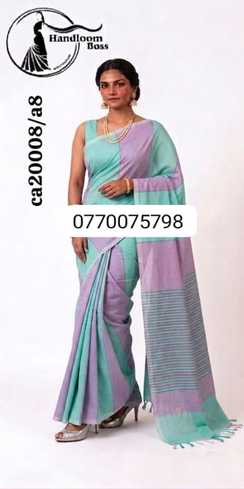 Purple&Green Handloom Cotton Saree cp20008/a8 Purple&Green Handloom Cotton Saree cp20008/a8