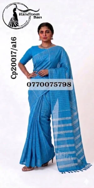 Mid Blue Handloom Cotton Saree cd20017/a16