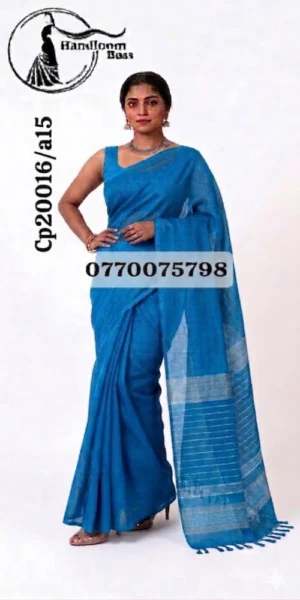 Mid Blue Handloom Cotton Saree cp20016/a15
