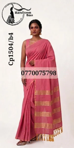 Pink Handloom Cotton Saree cp1504/b4