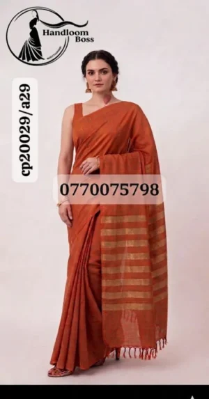 Dark Mustard Handloom Cotton Saree cp20029/a29