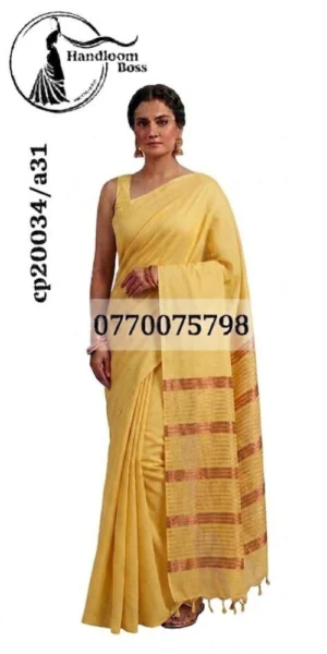 Yellow Handloom Cotton Saree cp20034/a31