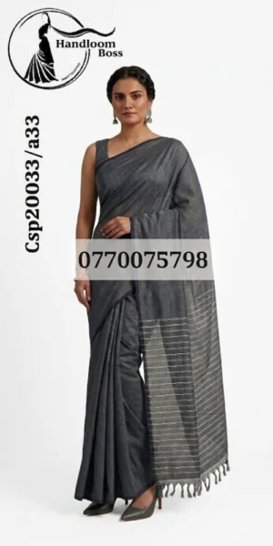 Dark Gray Handloom Cotton Saree cp20033/a33