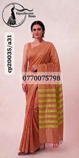 Dark Mustard Handloom Cotton Saree cp20035/a31