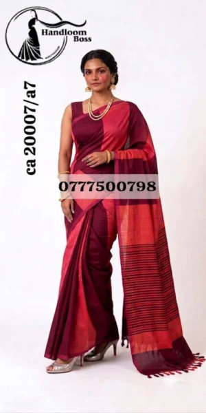 Orange &Maroon Handloom Cotton Saree cp20007/a7