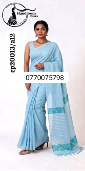 Light Blue Handloom Cotton Saree cp20013/a12