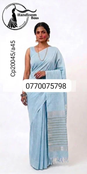 light blue handloom cotton saree cp20045/a45