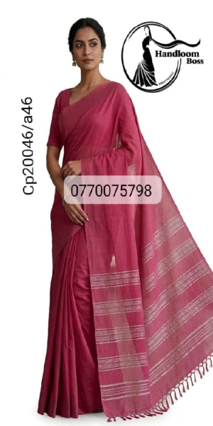 onion pink handloom cotton saree cp20046/a46
