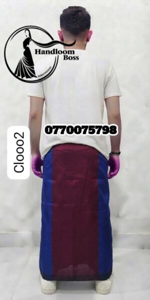 Blue and maroon handloom cotton sarong-cl0002a