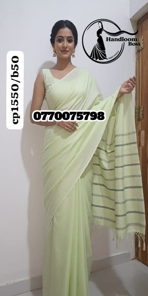 Best Light Green Handloom Cotton Saree cp1550/b50 Best Light Green Handloom Cotton Saree cp1550/b50