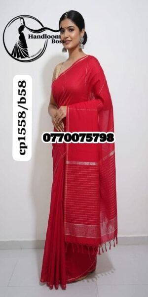 Best Red Handloom Cotton Saree cp1558/a58