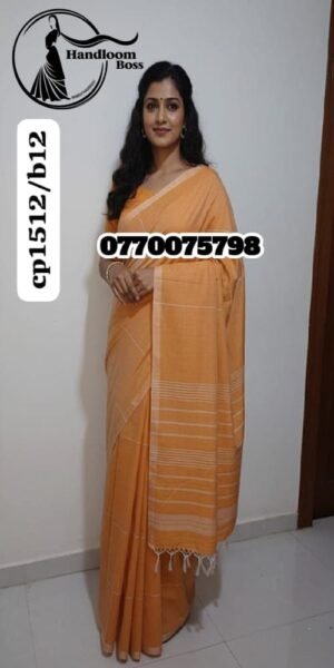 Best Light Golden Handloom Cotton Saree cp1512/b12