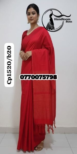 Best Red Handloom Cotton Saree cp1520/b20