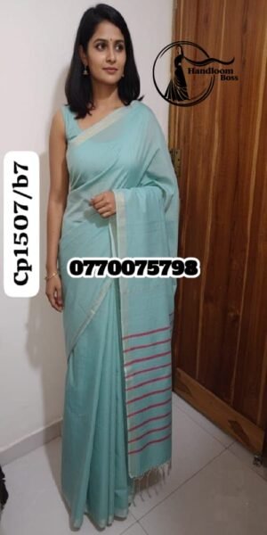 Best Light aqua Handloom Cotton Saree cp1507/b7