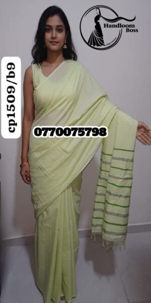Best light green Handloom Cotton Saree cp1509/b9