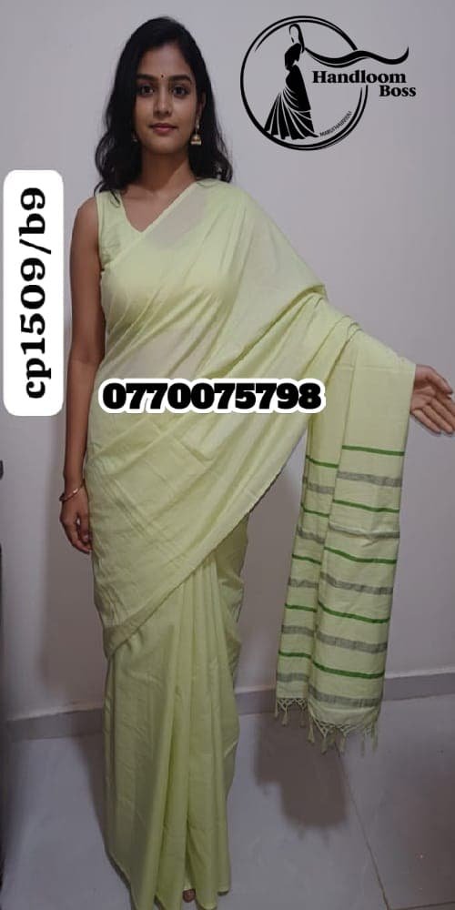WA_1783923415035Best light green Handloom Cotton Saree cp1509/b9 Best light green Handloom Cotton Saree cp1509/b9