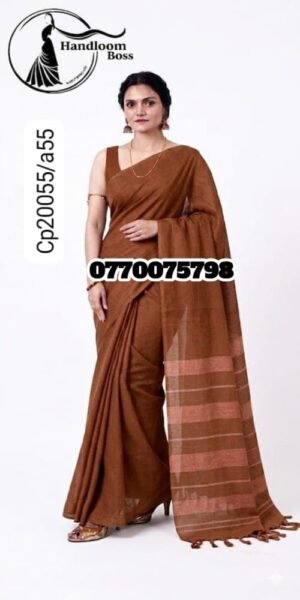 Best Mustard Brown Handloom Cotton Saree cp20055/a55