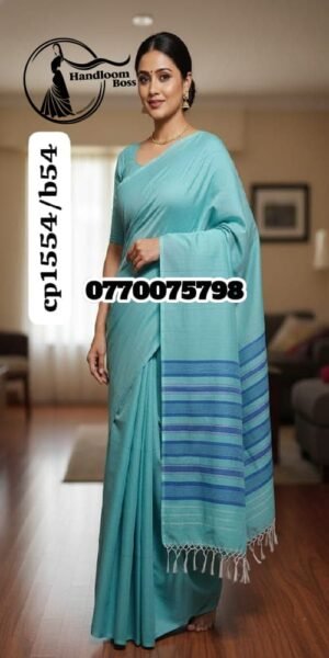 Best Light aqua Handloom Cotton Saree cp1554/b54
