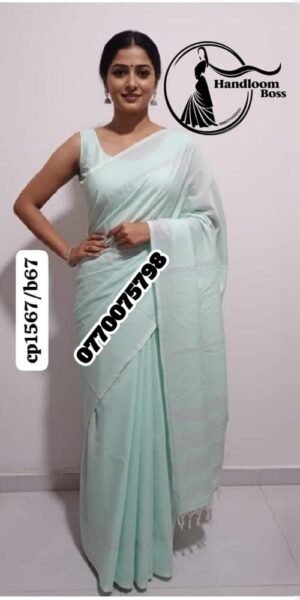 Best Ice Green Handloom Cotton Saree cp1567/b67