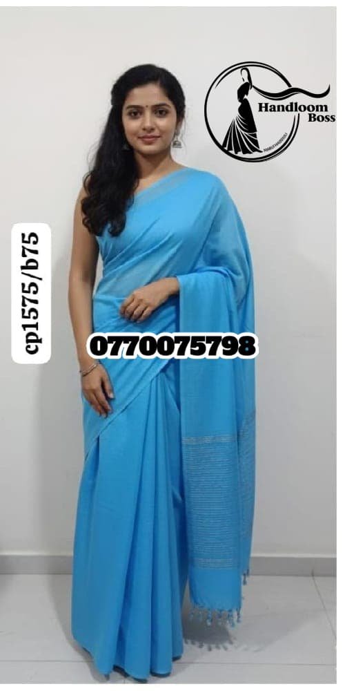 Best Light Peacock Handloom Cotton Saree cp1575/b75 Best Light Peacock Handloom Cotton Saree cp1575/b75