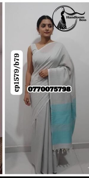 Best Cream Handloom Cotton Saree cp1579/b79