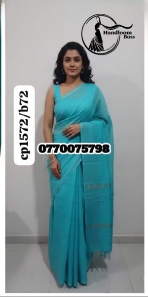 Best LIght Aqua Handloom Cotton Saree cp1572/b72