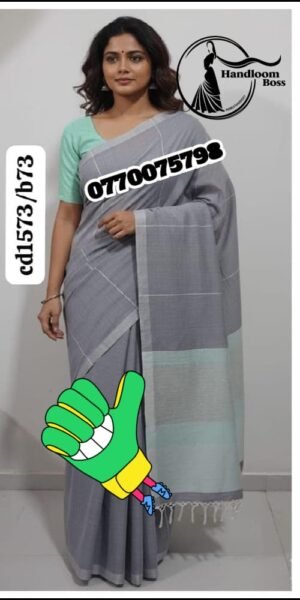 Best Light Green & Gray Handloom Cotton Saree cp1573/b73
