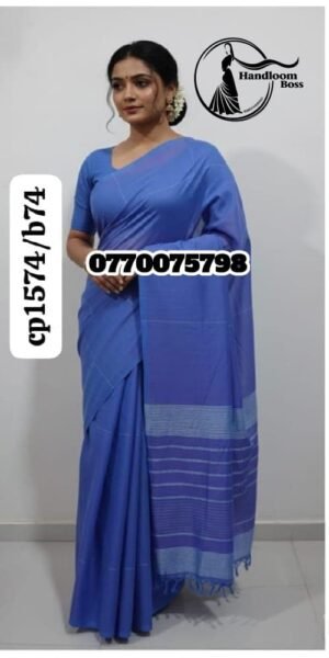 Best Mid Blue Handloom Cotton Saree cp1574/b74