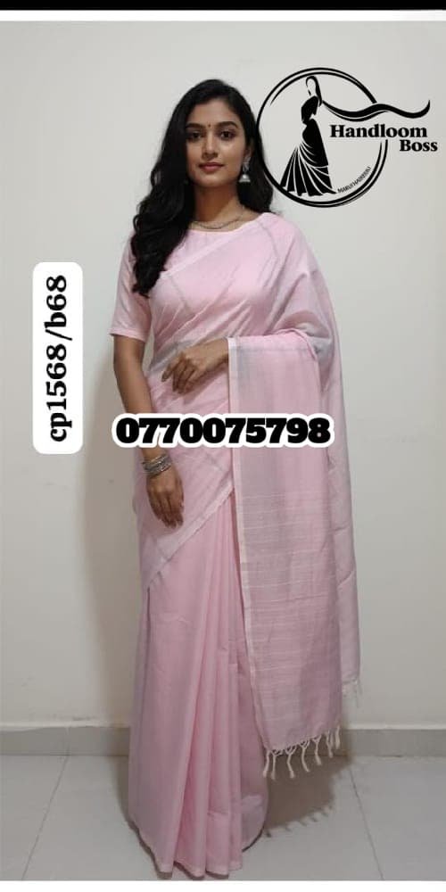 Best Light pink Handloom Cotton Saree cp1568/b68 Best Light pink Handloom Cotton Saree cp1568/b68