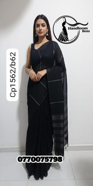 Best Black Handloom Cotton Saree cp1562/b62