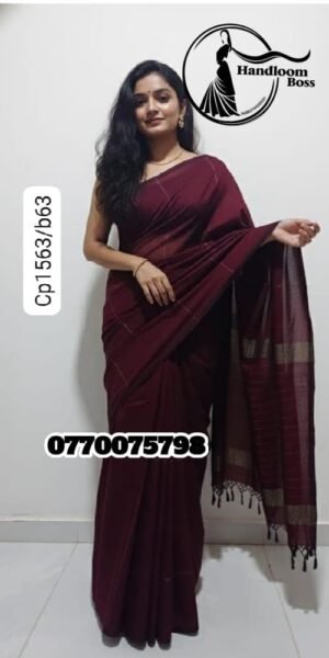 Best Maroon Handloom Cotton Saree cp1563/b63