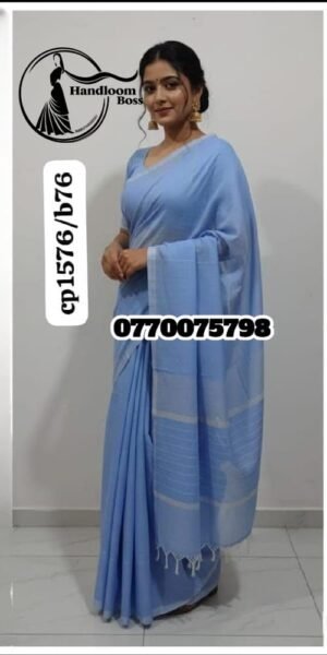 Best Light Blue Handloom Cotton Saree cp1576/b76