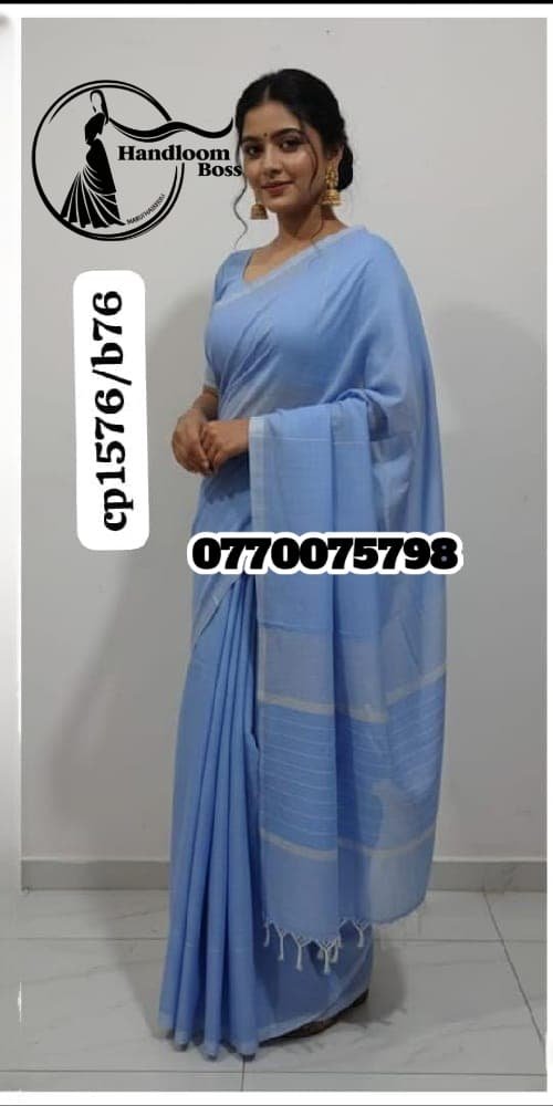 Best Light Blue Handloom Cotton Saree cp1576/b76 Best Light Blue Handloom Cotton Saree cp1576/b76