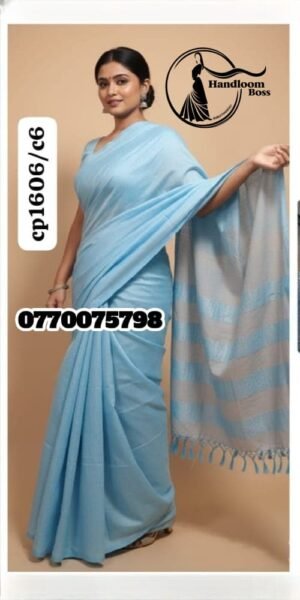 Elegance Light Blue Handloom Cotton Saree cp1606/c6