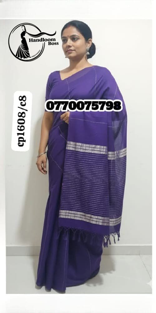 Elegance Violet Handloom Cotton Saree cp1608/c8 Elegance Violet Handloom Cotton Saree cp1608/c8