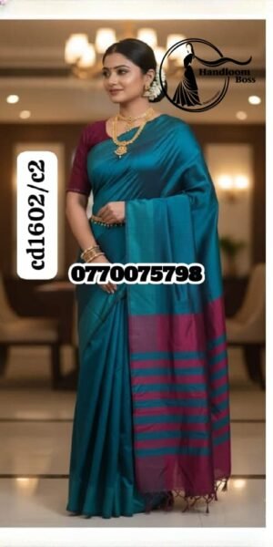 Elegance Aqua Green & magenta Handloom Cotton Saree cd1602/c2