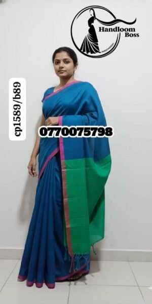 Elegance Peacock Blue & Green Handloom Cotton Saree cp1589/b89